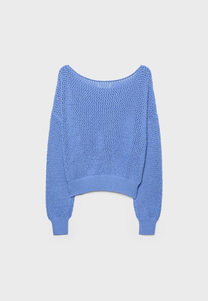 Pulover din tricot cu guler barcă Pulover din tricot cu guler barcă