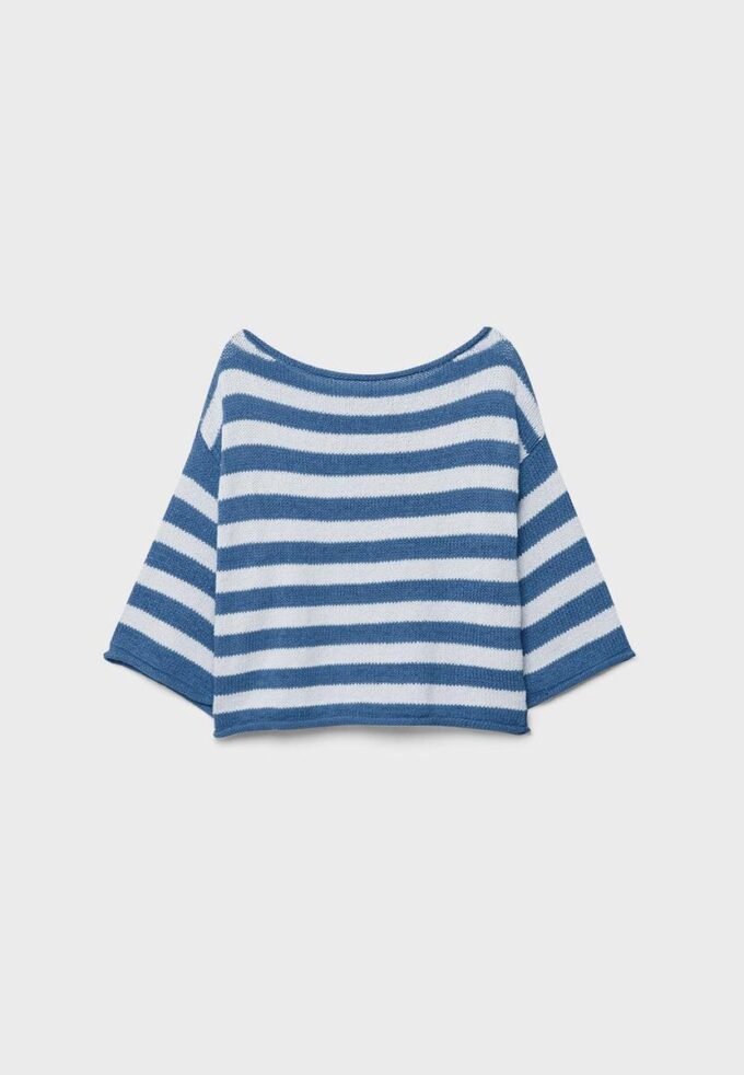 Pulover din tricot cu guler barcă Pulover din tricot cu guler barcă