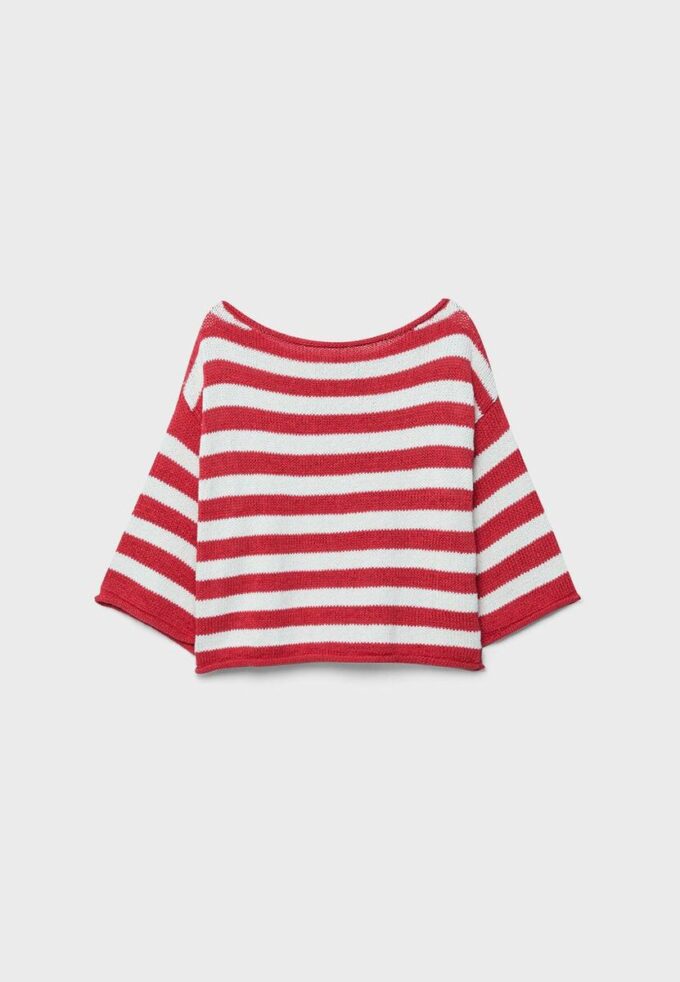 Pulover din tricot cu guler barcă Pulover din tricot cu guler barcă