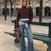 Pulover din tricot din două țesături cu guler detașabil