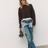 Pulover din tricot din două țesături cu guler detașabil