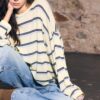 Pulover din tricot fin cu dungi Pulover din tricot fin cu dungi
