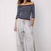 Pulover mulat din tricot cu dungi Pulover mulat din tricot cu dungi