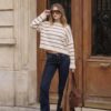 Pulover scurt din tricot cu dungi Pulover scurt din tricot cu dungi
