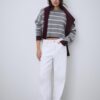 Pulover scurt din tricot cu dungi Pulover scurt din tricot cu dungi