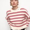 Pulover scurt din tricot cu dungi Pulover scurt din tricot cu dungi