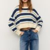 Pulover scurt din tricot cu dungi Pulover scurt din tricot cu dungi
