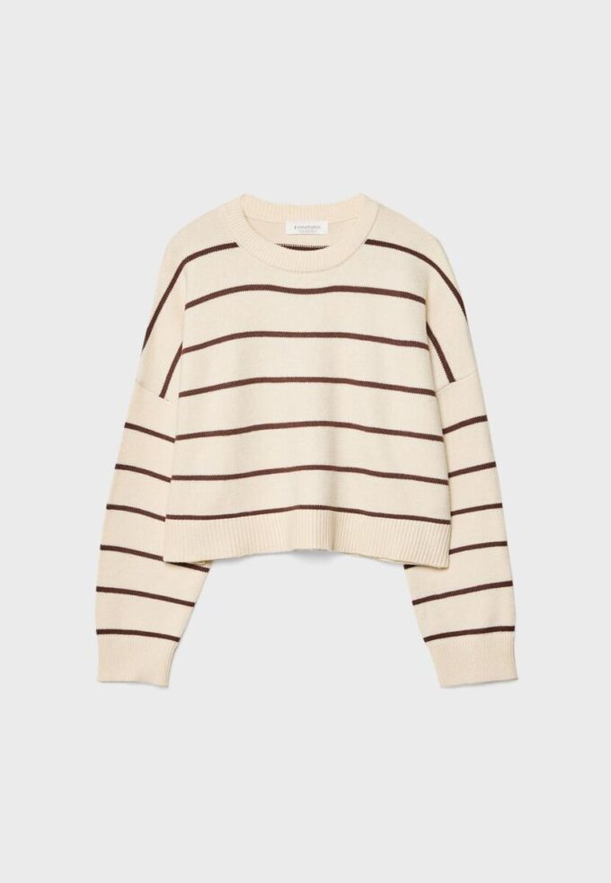 Pulover scurt din tricot cu dungi Pulover scurt din tricot cu dungi