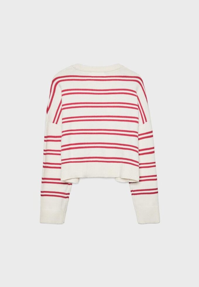 Pulover scurt din tricot cu dungi Pulover scurt din tricot cu dungi