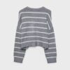 Pulover scurt din tricot cu dungi Pulover scurt din tricot cu dungi