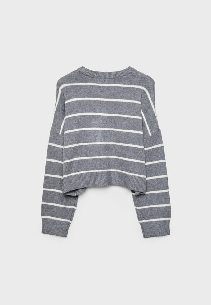 Pulover scurt din tricot cu dungi Pulover scurt din tricot cu dungi