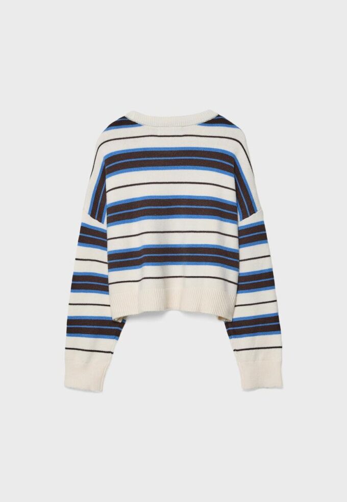 Pulover scurt din tricot cu dungi Pulover scurt din tricot cu dungi