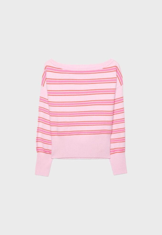 Pulover tricotat cu tiv asimetric cu nervuri Pulover tricotat cu tiv asimetric cu nervuri