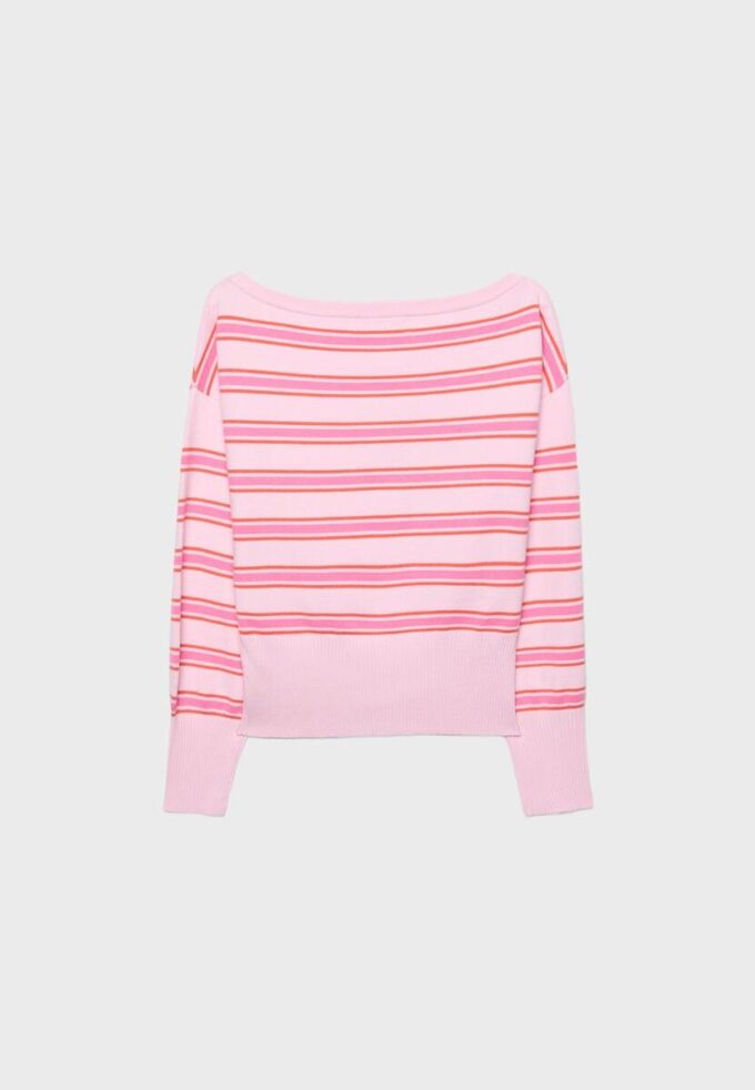 Pulover tricotat cu tiv asimetric cu nervuri Pulover tricotat cu tiv asimetric cu nervuri