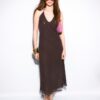 Rochie lungă cu guler halter brodată Rochie lungă cu guler halter brodată