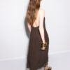Rochie lungă cu guler halter brodată Rochie lungă cu guler halter brodată