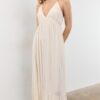 Rochie lungă din crep cu bretele cu mărgele Rochie lungă din crep cu bretele cu mărgele