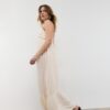 Rochie lungă din crep cu bretele cu mărgele Rochie lungă din crep cu bretele cu mărgele