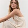 Rochie lungă din crep cu bretele cu mărgele Rochie lungă din crep cu bretele cu mărgele