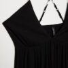 Rochie lungă din crep cu bretele cu mărgele Rochie lungă din crep cu bretele cu mărgele