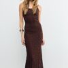 Rochie midi blondă cu bretele din dantelă Rochie midi blondă cu bretele din dantelă