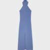 Rochie midi cu gât halter și spate decupat