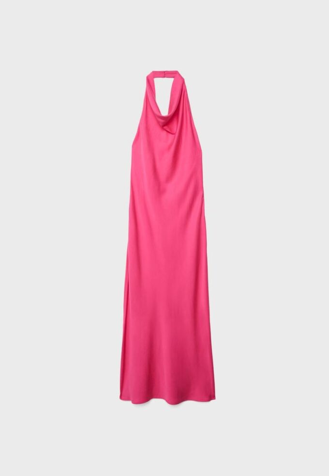 Rochie midi cu gât halter și spate decupat Rochie midi cu gât halter și spate decupat