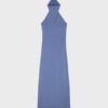 Rochie midi cu gât halter și spate decupat
