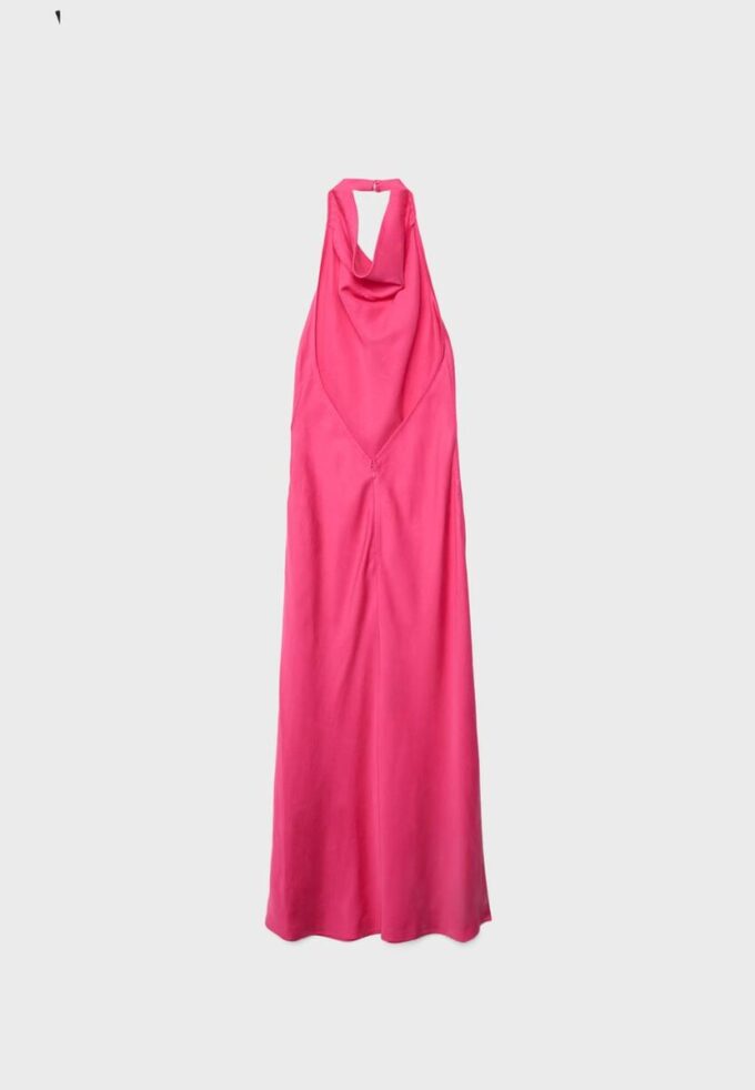 Rochie midi cu gât halter și spate decupat Rochie midi cu gât halter și spate decupat
