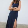 Rochie midi cu spate încrucișat, cu aspect de in Rochie midi cu spate încrucișat, cu aspect de in