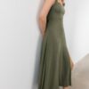 Rochie midi cu spate încrucișat, cu aspect de in Rochie midi cu spate încrucișat, cu aspect de in
