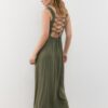 Rochie midi cu spate încrucișat, cu aspect de in Rochie midi cu spate încrucișat, cu aspect de in