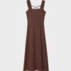 Rochie midi cu spate încrucișat, cu aspect de in