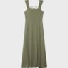 Rochie midi cu spate încrucișat, cu aspect de in Rochie midi cu spate încrucișat, cu aspect de in