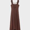 Rochie midi cu spate încrucișat, cu aspect de in
