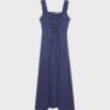 Rochie midi cu spate încrucișat, cu aspect de in Rochie midi cu spate încrucișat, cu aspect de in