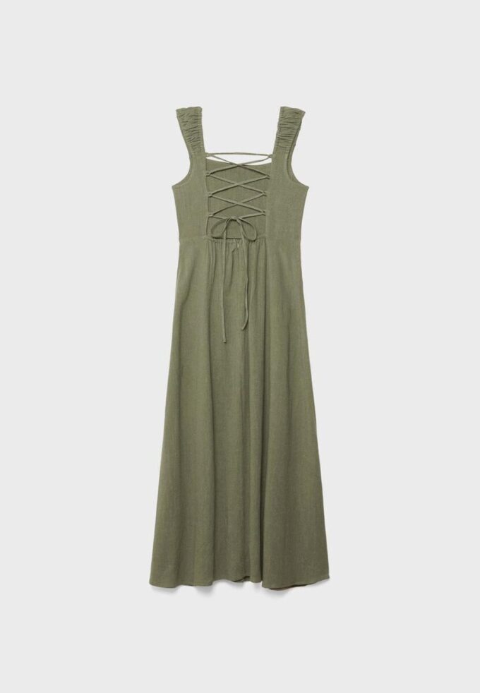 Rochie midi cu spate încrucișat, cu aspect de in Rochie midi cu spate încrucișat, cu aspect de in