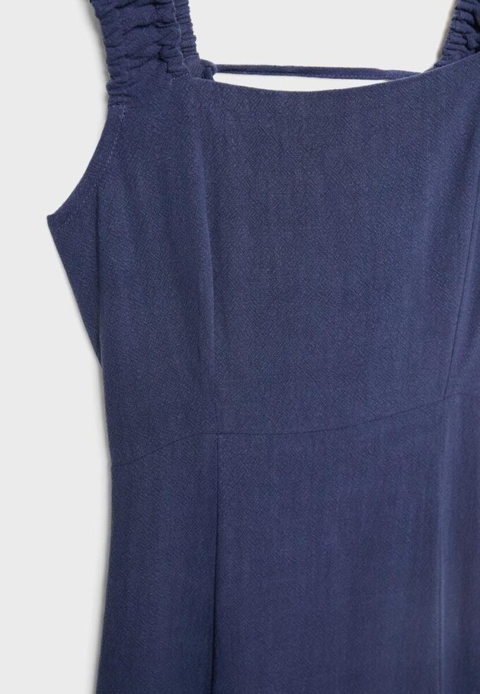 Rochie midi cu spate încrucișat, cu aspect de in Rochie midi cu spate încrucișat, cu aspect de in