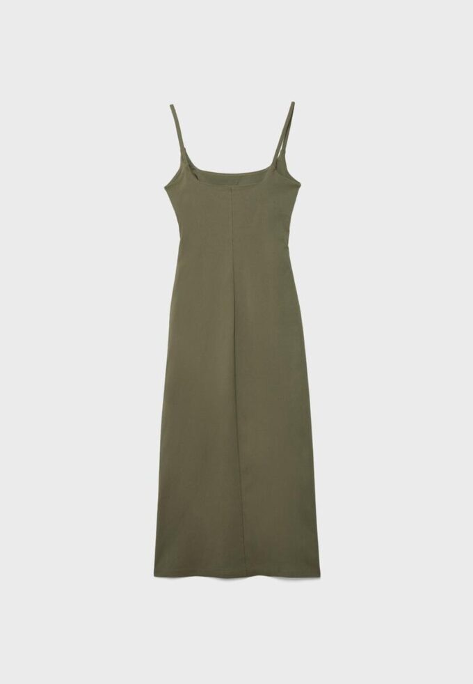 Rochie midi din bengalină cu decolteu pătrat Rochie midi din bengalină cu decolteu pătrat
