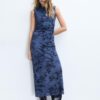 Rochie midi din tul cu decolteu Qipao Rochie midi din tul cu decolteu Qipao