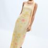 Rochie midi din tul cu imprimeuri și eșarfă Rochie midi din tul cu imprimeuri și eșarfă