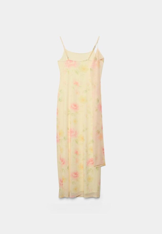 Rochie midi din tul cu imprimeuri și eșarfă Rochie midi din tul cu imprimeuri și eșarfă