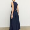 Rochie midi fără mâneci din două materiale, cu curea Rochie midi fără mâneci din două materiale, cu curea
