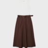 Rochie midi fără mâneci din două materiale, cu curea Rochie midi fără mâneci din două materiale, cu curea