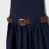 Rochie midi fără mâneci din două materiale, cu curea Rochie midi fără mâneci din două materiale, cu curea
