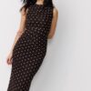Rochie midi fără mâneci din tul cu buline Rochie midi fără mâneci din tul cu buline