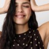 Rochie midi fără mâneci din tul cu buline Rochie midi fără mâneci din tul cu buline
