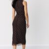 Rochie midi fără mâneci din tul cu buline Rochie midi fără mâneci din tul cu buline