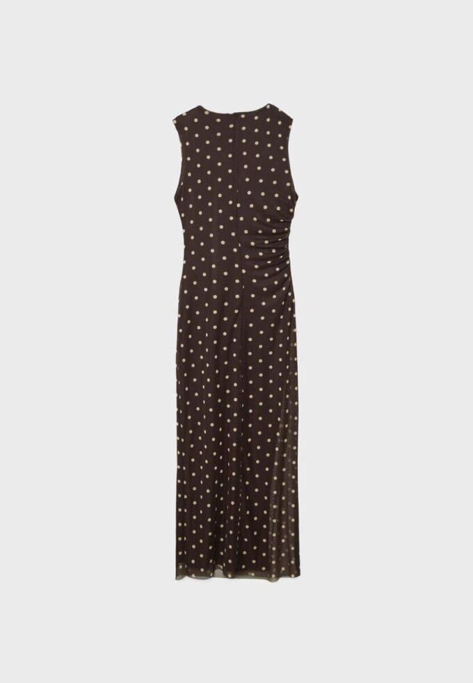 Rochie midi fără mâneci din tul cu buline Rochie midi fără mâneci din tul cu buline