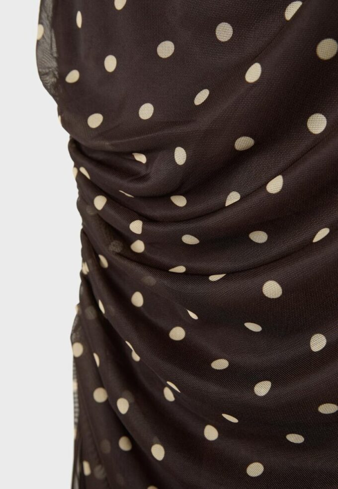 Rochie midi fără mâneci din tul cu buline Rochie midi fără mâneci din tul cu buline